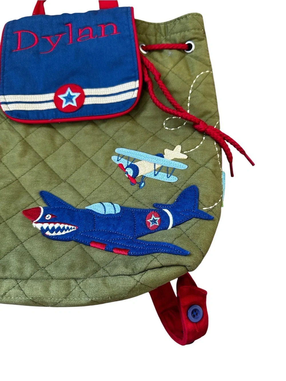 Stephen Joseph’s Backpack Airplane Appliqués Army Green Quilted Travel School